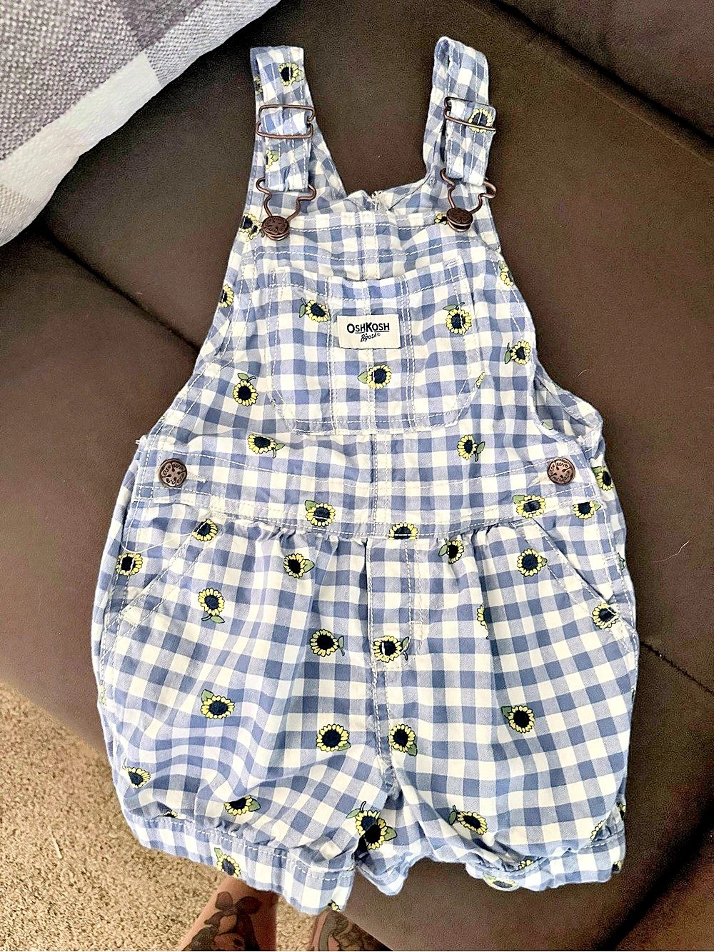 OshKosh B'gosh Baby Girl Sunflower Gingham Shortalls